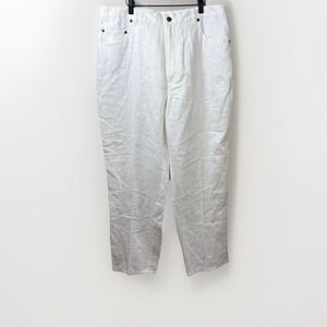 LE COLLEZIONI STRUCTURE VINTAGE RETRO IRISH LINEN WHITE MENS PANTS Size 36 S
